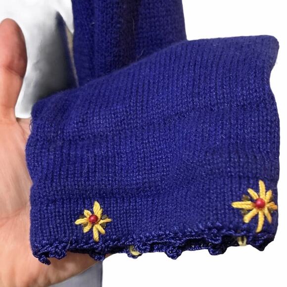 VINTAGE Bright Blue Ugly Christmas Sweater by Arriviste Beads & Sequins Small - Picture 6 of 12